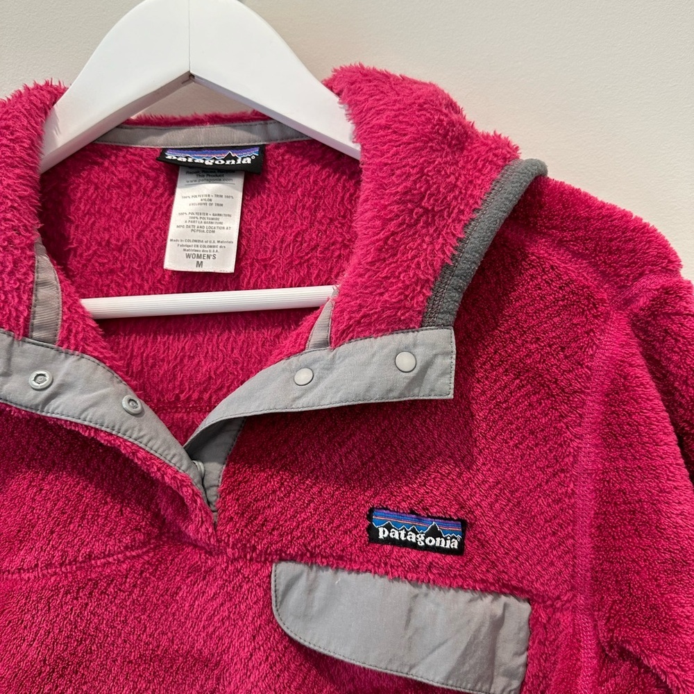 Patagonia Jacket ReTool Snap T Fleece Hoodie Sweatshirt Pink Gray Medium Soft - Picture 9 of 10